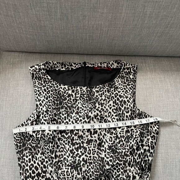 MaxMara Studio Sleeveless Animal Print A-Line Belted Dress Women's Size 8 Lined - Picture 5 of 9